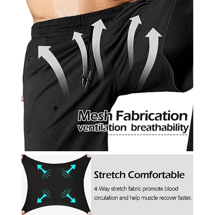 2 Pack Mens Compression Running Pants, 2 in 1 Quick Dry Athletic Workout Sweatpants