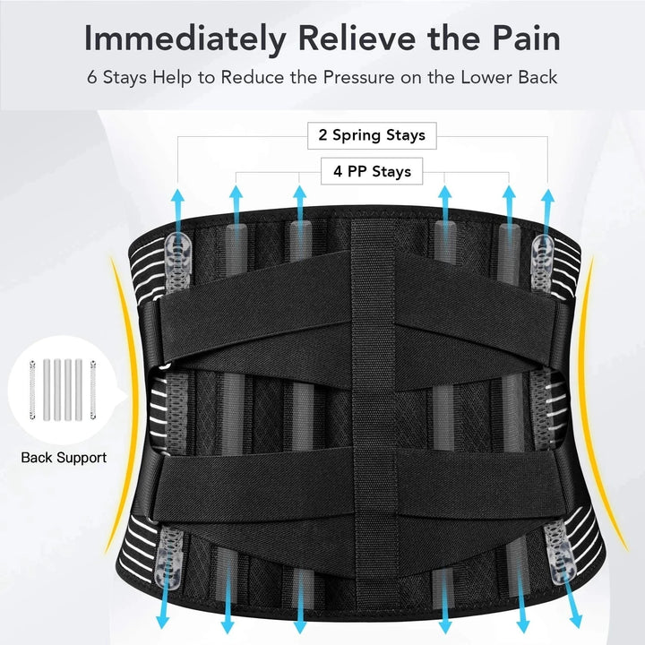 Back Braces for Lower Back Pain Relief with 6 Stays, Breathable Back Support Belt