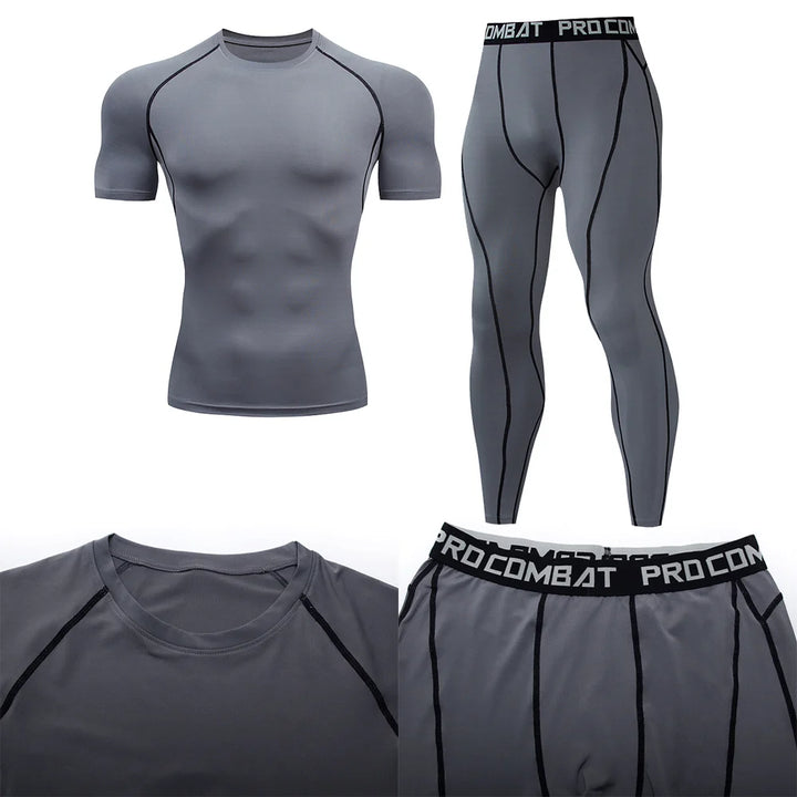 2pcs Men's Compression Sportswear Suit Workout Jogging