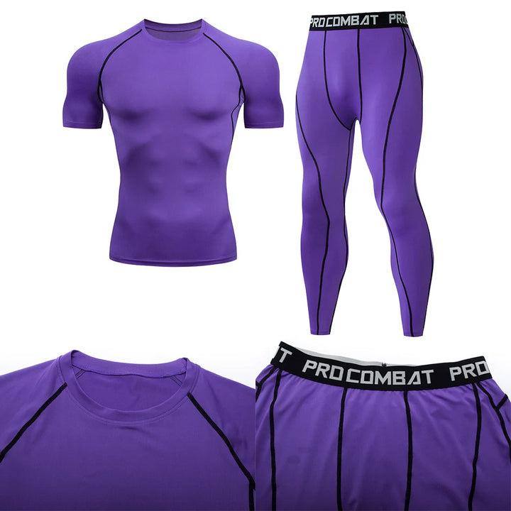 2pcs Men's Compression Sportswear Suit Workout Jogging