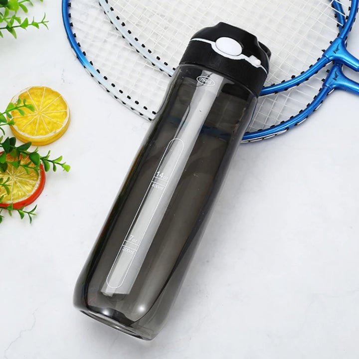 750ML Sports Water Bottle with Straw Top Lid Leakproof Drink Portable