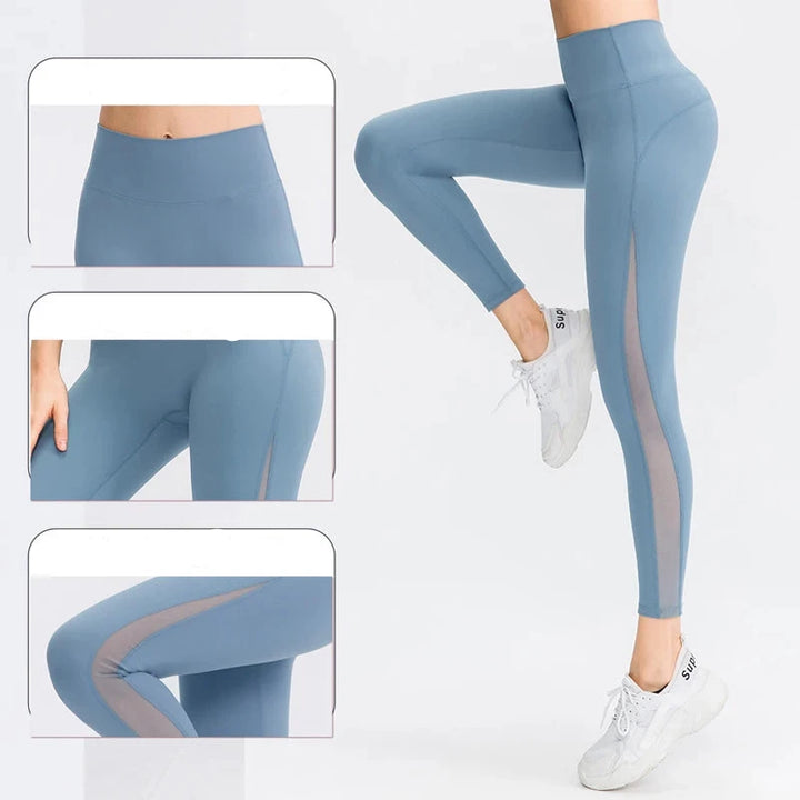 Women Pants Tight High Waist Hip Raise Mesh No T-shaped Stitches Sports