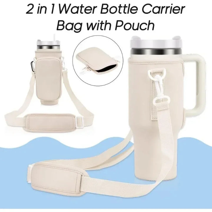 Water Bottle Carrier Bag with Phone Pocket for Stanley Cup 40 oz